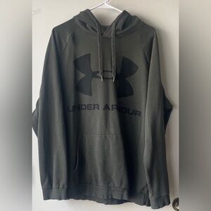 Under Armour Men's Dark Green Hoodie with Black Logo